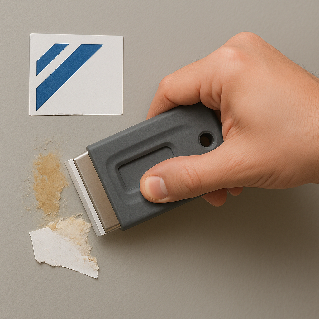 Sicherheitsschaber, ein- und ausziehbar mit Gummierung