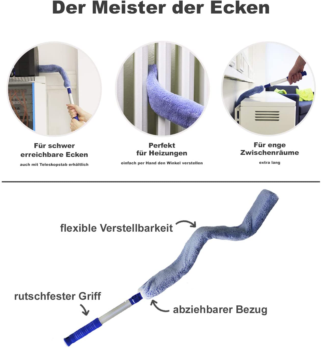 Profi Microfaser Staubmopp inkl. Teleskopstange